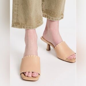 Vince Ceil Mafalda Square Toe Mid Heel Leather Slide Sandals - NWT